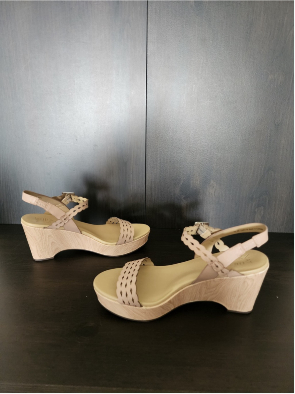 Naturalizer Carlita Leather Braided Wedge Sandals Platform 8 M Light Mauve Beige - Picture 9 of 15